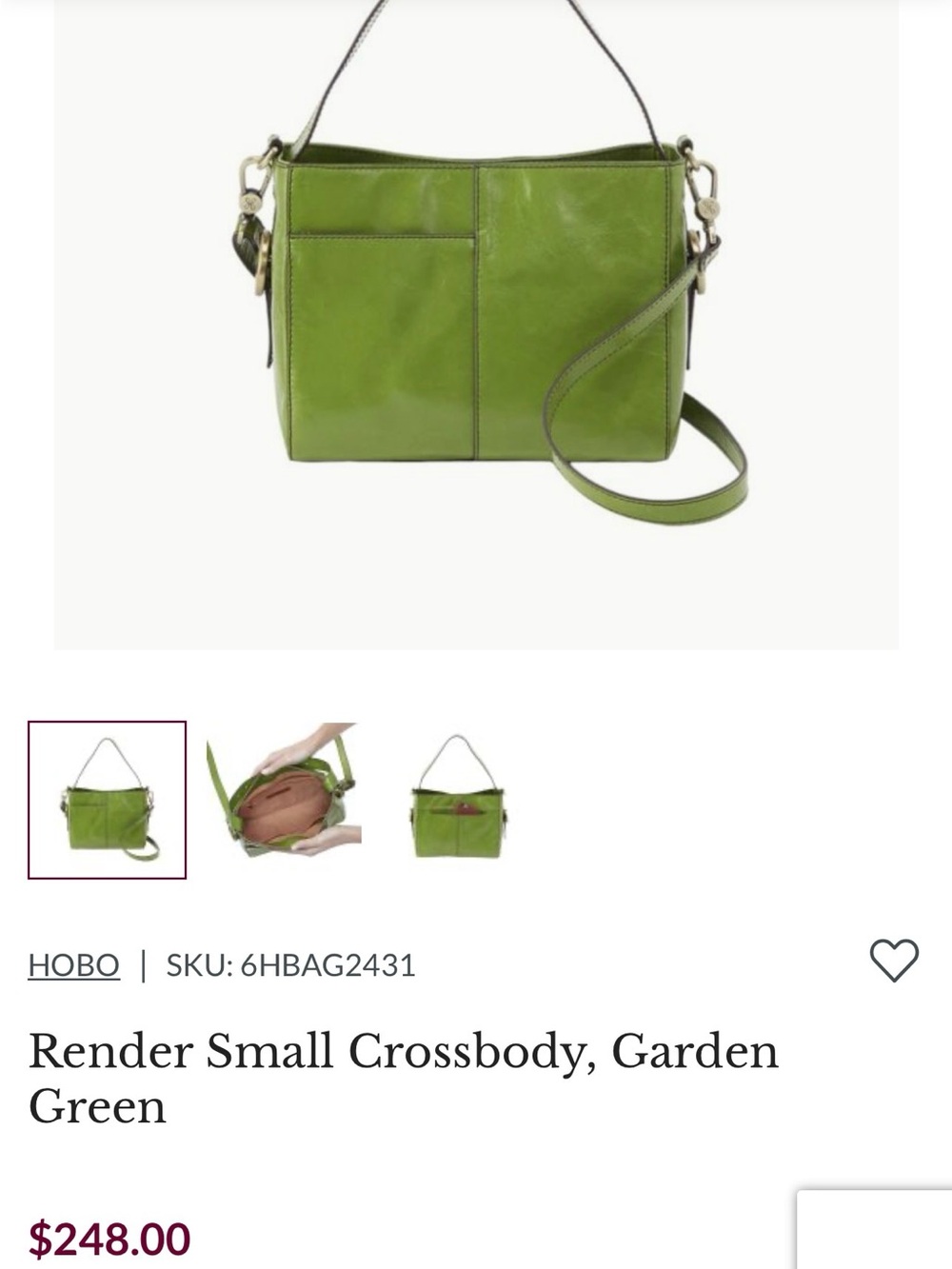 HOBO Lime Green Leather Shoulder Bag with Exterior Pocket - Picture 9 of 10